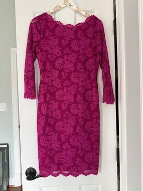 MARINA Fuchsia Lace Midi Dress size small